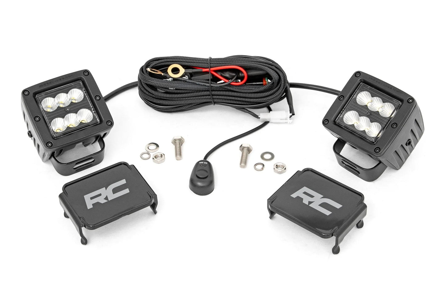 Rough Country Black Series LED Light Pair - 2-inch Square