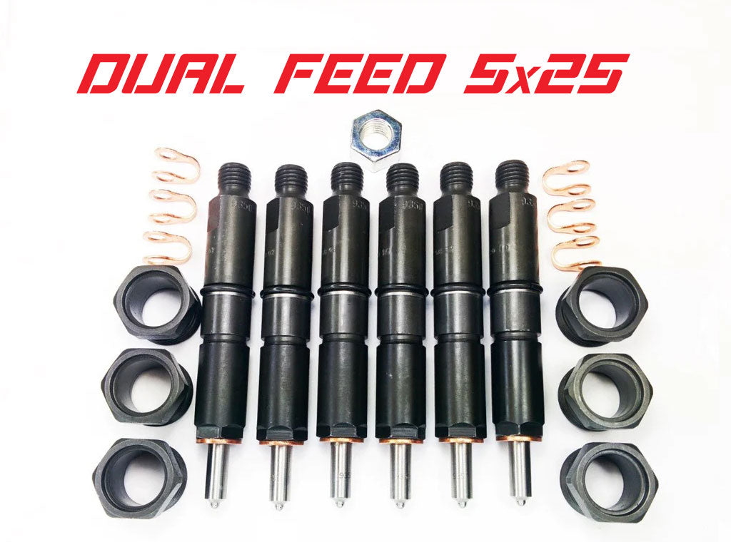 Dodge 94-98 12v Dual Feed 5x25 Injector Set Dynomite Diesel | 1994-1998 Cummins 5.9L