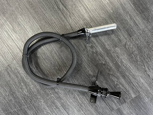 Flyin' Diesel 42" Anchor-tight Locking Firewall Trans Dipstick for 68RFE - Black FD-68RFEBL | 2007.5-2024 Cummins 6.7L - WWM Performance