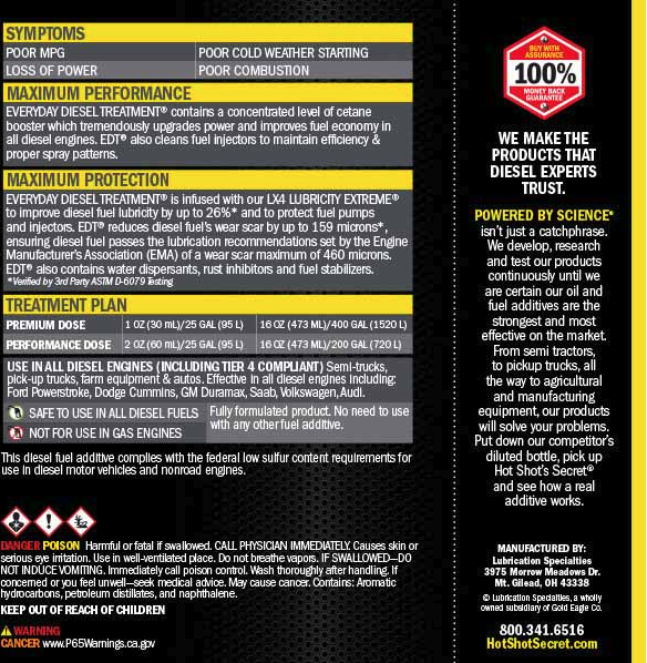 HOT SHOT'S SECRET HSSEDT16ZSP EVERYDAY DIESEL TREATMENT FUEL ADDITIVE - 16 oz