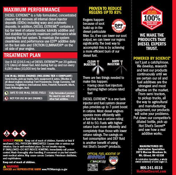 HOT SHOT'S SECRET P040432Z DIESEL EXTREME FUEL ADDITIVE