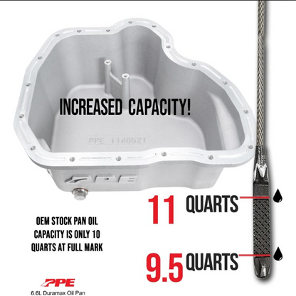 PPE HIGH CAPACITY CAST ALUMINUM OIL PAN 114052100 & 114052120 | 2011-2016 6.6L Duramax LML