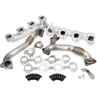 PPE HIGH-FLOW EXHAUST MANIFOLDS WITH UP-PIPES - SILVER 116111235 | 2002-2004 6.6L Duramax LB7