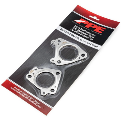 PPE HIGH-FLOW EXHAUST MANIFOLDS WITH UP-PIPES - SILVER 116111235 | 2002-2004 6.6L Duramax LB7