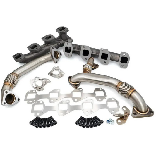 PPE HIGH-FLOW EXHAUST MANIFOLDS WITH UP-PIPES 116111400 | 2004.5-2005 6.6L Duramax LLY