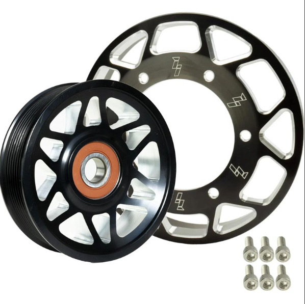 INDUSTRIAL INJECTION BLACK ANODIZED BILLET PULLEY KIT 24FC14 | 2003-2012 5.9L/6.7L CUMMINS