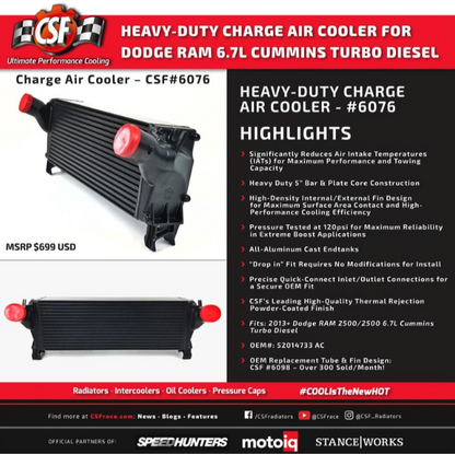 CSF HEAVY-DUTY INTERCOOLER 6076 | 2013-2018 6.7L CUMMINS