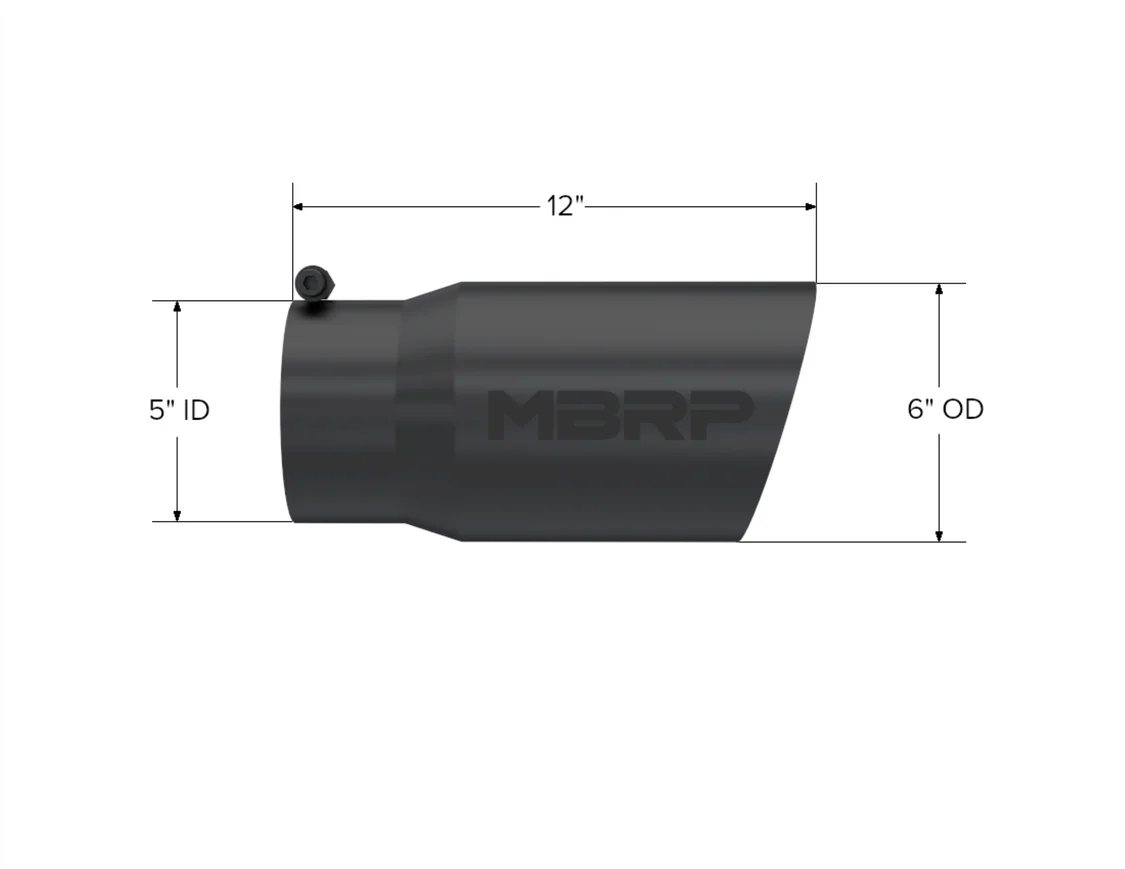 MBRP Black Coated Tip T5074BLK | 6" OD Dual Wall Angled 5" Inlet 12" Length