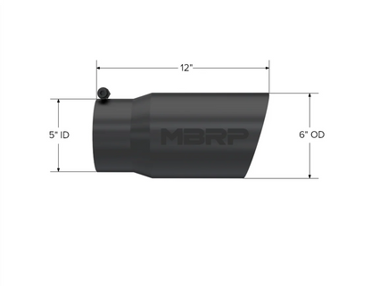 MBRP Black Coated Tip T5074BLK | 6" OD Dual Wall Angled 5" Inlet 12" Length