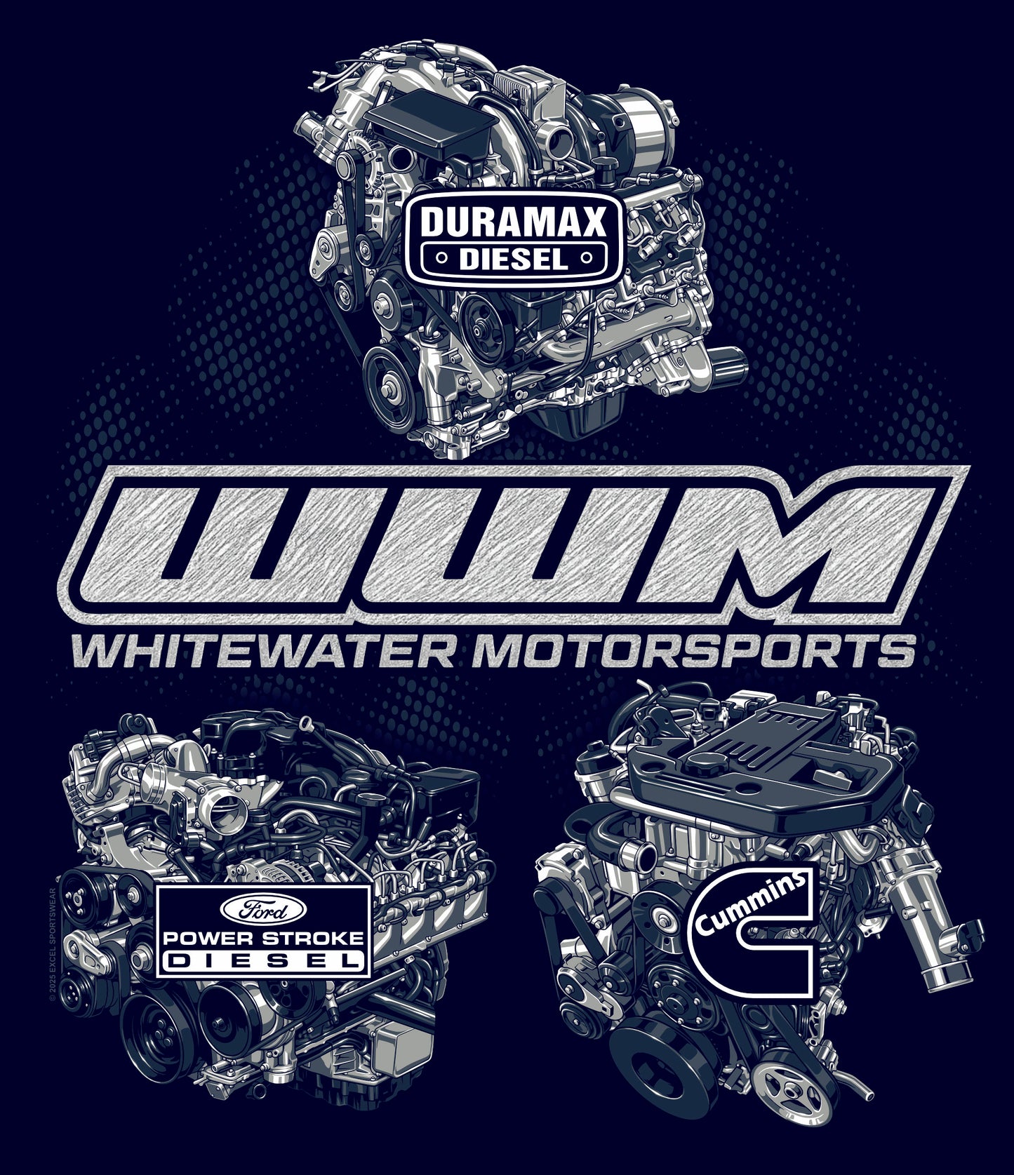 Navy Women's T-Shirts POWERSTROKE CUMMINS DURAMAX